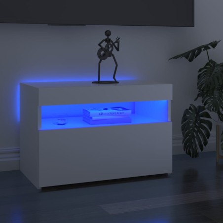 vidaXL TV-Schränke mit LED-Leuchten 2 Stk. Hochglanz-Weiß 60x35x40 cm