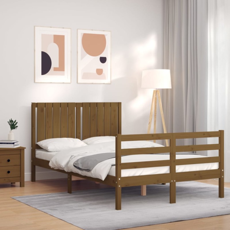 vidaXL Massivholzbett mit Kopfteil Honigbraun vidaXL Massivholzbett mit Kopfteil Honigbraun