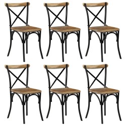 vidaXL Esszimmerstühle 6 Stk. Schwarz Mango-Massivholz