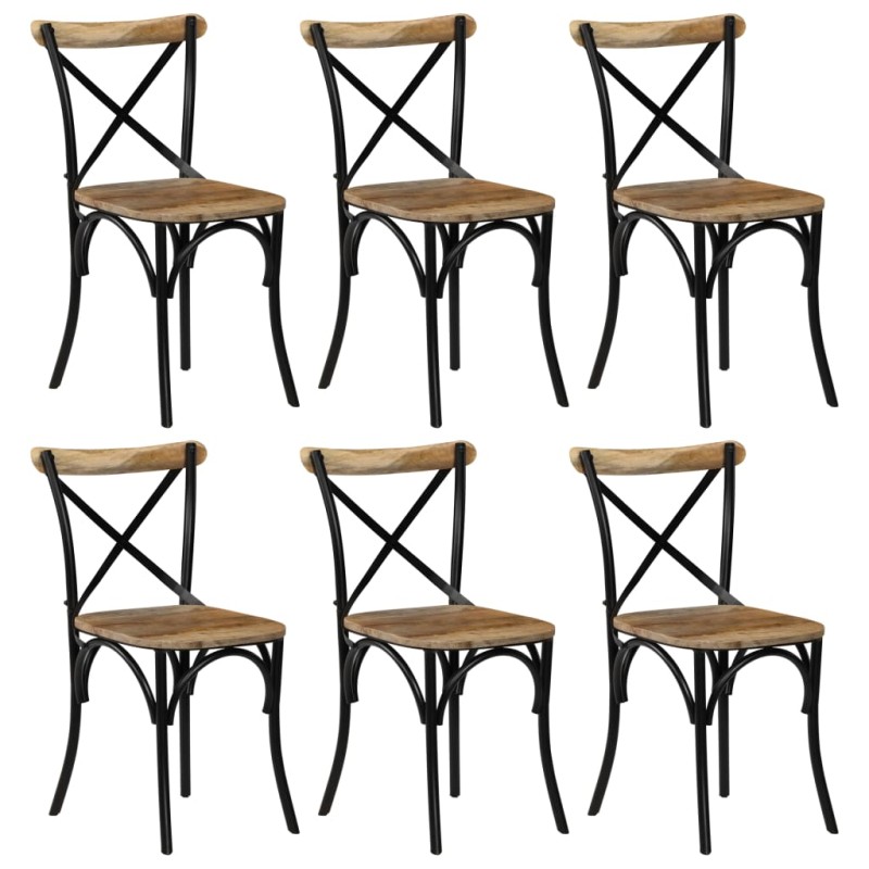 vidaXL Esszimmerstühle 6 Stk. Schwarz Mango-Massivholz