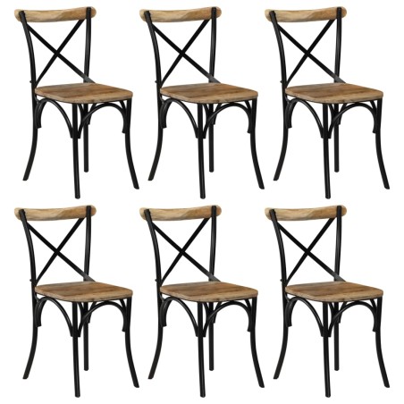 vidaXL Esszimmerstühle 6 Stk. Schwarz Mango-Massivholz