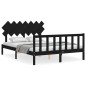 vidaXL Massivholzbett mit Kopfteil Schwarz 140x190 cm vidaXL Massivholzbett mit Kopfteil Schwarz 140x190 cm