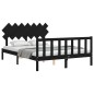 vidaXL Massivholzbett mit Kopfteil Schwarz 140x190 cm vidaXL Massivholzbett mit Kopfteil Schwarz 140x190 cm