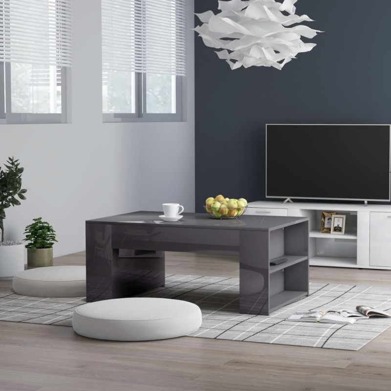 vidaXL Couchtisch Hochglanz-Grau 100x60x42 cm Holzwerkstoff vidaXL Couchtisch Hochglanz-Grau 100x60x42 cm Holzwerkstoff