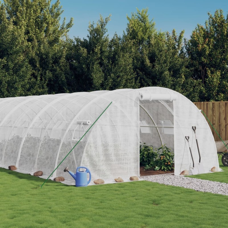 vidaXL Gewächshaus mit Stahlrahmen Weiß 56 m² 14x4x2 m vidaXL Gewächshaus mit Stahlrahmen Weiß 56 m² 14x4x2 m