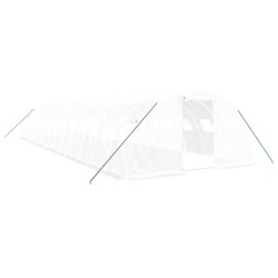 vidaXL Gewächshaus mit Stahlrahmen Weiß 56 m² 14x4x2 m