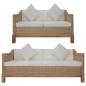 2-tlg. Sofagarnitur mit Auflagen Natur Rattan 2-tlg. Sofagarnitur mit Auflagen Natur Rattan