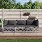 vidaXL 3-tlg. Garten-Lounge-Set mit Kissen Weiß Stahl vidaXL 3-tlg. Garten-Lounge-Set mit Kissen Weiß Stahl