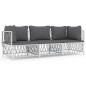 vidaXL 3-tlg. Garten-Lounge-Set mit Kissen Weiß Stahl vidaXL 3-tlg. Garten-Lounge-Set mit Kissen Weiß Stahl