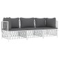 vidaXL 3-tlg. Garten-Lounge-Set mit Kissen Weiß Stahl vidaXL 3-tlg. Garten-Lounge-Set mit Kissen Weiß Stahl