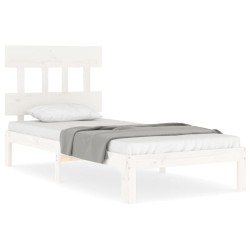 vidaXL Massivholzbett mit Kopfteil Weiß 100x200 cm