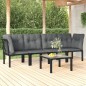 vidaXL 5-tlg. Garten-Lounge-Set Schwarz und Grau Poly Rattan vidaXL 5-tlg. Garten-Lounge-Set Schwarz und Grau Poly Rattan