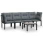 vidaXL 5-tlg. Garten-Lounge-Set Schwarz und Grau Poly Rattan vidaXL 5-tlg. Garten-Lounge-Set Schwarz und Grau Poly Rattan