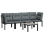 vidaXL 5-tlg. Garten-Lounge-Set Schwarz und Grau Poly Rattan vidaXL 5-tlg. Garten-Lounge-Set Schwarz und Grau Poly Rattan