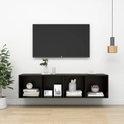 vidaXL TV-Wandschrank Schwarz 37x37x142,5 cm Holzwerkstoff