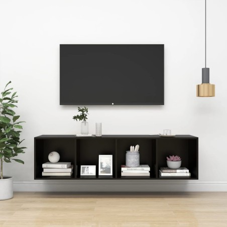 vidaXL TV-Wandschrank Schwarz 37x37x142,5 cm Holzwerkstoff