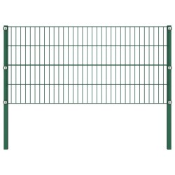 Zaunfeld mit Pfosten Eisen 15,3 x 0,8 m Grün