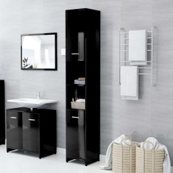 vidaXL Badezimmerschrank Hochglanz-Schwarz 30x30x183,5cm Holzwerkstoff
