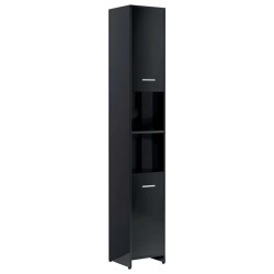 vidaXL Badezimmerschrank Hochglanz-Schwarz 30x30x183,5cm Holzwerkstoff