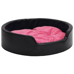 vidaXL Hundebett Schwarz-Pink 79x70x19 cm Plüsch und Kunstleder