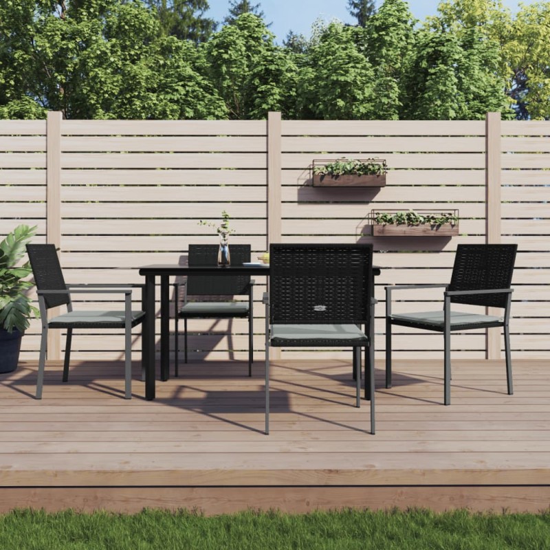 vidaXL 5-tlg. Garten-Essgruppe mit Kissen Poly Rattan und Stahl vidaXL 5-tlg. Garten-Essgruppe mit Kissen Poly Rattan und Stahl