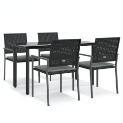 vidaXL 5-tlg. Garten-Essgruppe mit Kissen Poly Rattan und Stahl