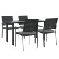 vidaXL 5-tlg. Garten-Essgruppe mit Kissen Poly Rattan und Stahl vidaXL 5-tlg. Garten-Essgruppe mit Kissen Poly Rattan und Stahl