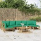 vidaXL 8-tlg. Garten-Lounge-Set mit Grünen Kissen Bambus vidaXL 8-tlg. Garten-Lounge-Set mit Grünen Kissen Bambus