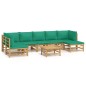 vidaXL 8-tlg. Garten-Lounge-Set mit Grünen Kissen Bambus vidaXL 8-tlg. Garten-Lounge-Set mit Grünen Kissen Bambus