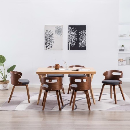 vidaXL Esszimmerstühle 6 Stk. Dunkelgrau Bugholz und Stoff 