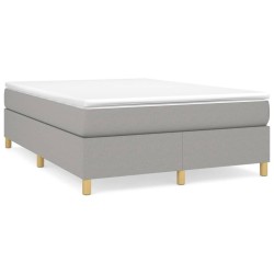 vidaXL Boxspringbett mit Matratze Hellgrau 140x200 cm Stoff