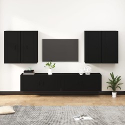 vidaXL 6-tlg. TV-Schrank-Set Schwarz Holzwerkstoff