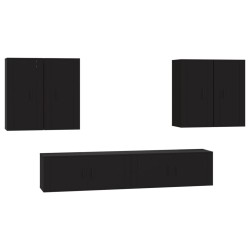 vidaXL 6-tlg. TV-Schrank-Set Schwarz Holzwerkstoff