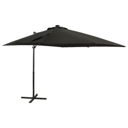vidaXL Ampelschirm mit Mast und LED-Beleuchtung Schwarz 250 cm