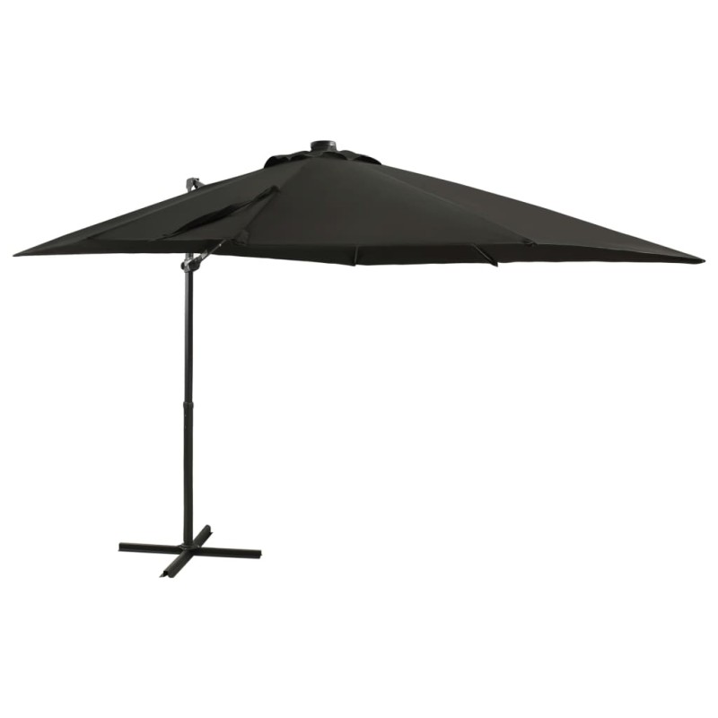 vidaXL Ampelschirm mit Mast und LED-Beleuchtung Schwarz 250 cm vidaXL Ampelschirm mit Mast und LED-Beleuchtung Schwarz 250 cm
