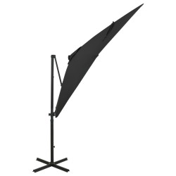 vidaXL Ampelschirm mit Mast und LED-Beleuchtung Schwarz 250 cm
