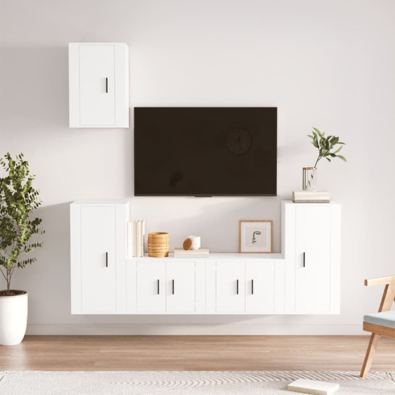 vidaXL 5-tlg. TV-Schrank-Set Weiß Holzwerkstoff vidaXL 5-tlg. TV-Schrank-Set Weiß Holzwerkstoff