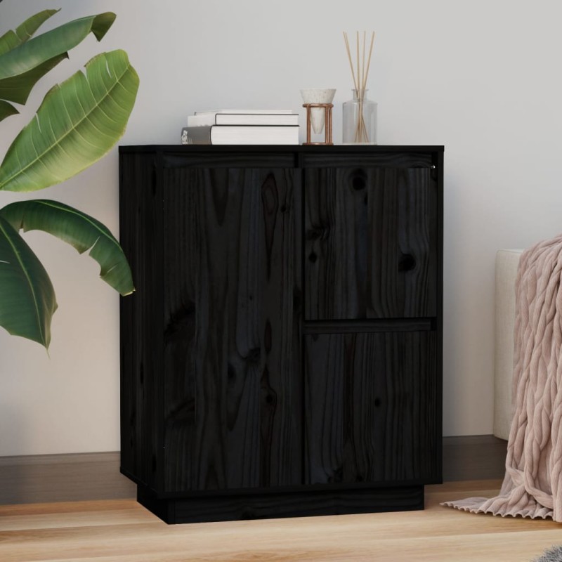 vidaXL Sideboard Schwarz 60x34x75 cm Massivholz Kiefer vidaXL Sideboard Schwarz 60x34x75 cm Massivholz Kiefer
