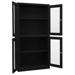 vidaXL Büroschrank Schwarz 90x40x180 cm Stahl und Hartglas