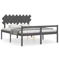 vidaXL Massivholzbett mit Kopfteil Grau 160x200 cm