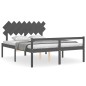 vidaXL Massivholzbett mit Kopfteil Grau 160x200 cm vidaXL Massivholzbett mit Kopfteil Grau 160x200 cm