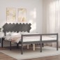 vidaXL Massivholzbett mit Kopfteil Grau 160x200 cm vidaXL Massivholzbett mit Kopfteil Grau 160x200 cm