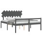 vidaXL Massivholzbett mit Kopfteil Grau 160x200 cm vidaXL Massivholzbett mit Kopfteil Grau 160x200 cm