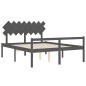 vidaXL Massivholzbett mit Kopfteil Grau 160x200 cm vidaXL Massivholzbett mit Kopfteil Grau 160x200 cm