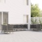 vidaXL 8-tlg. Garten-Lounge-Set mit Kissen Grau Poly Rattan vidaXL 8-tlg. Garten-Lounge-Set mit Kissen Grau Poly Rattan
