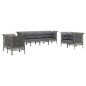 vidaXL 8-tlg. Garten-Lounge-Set mit Kissen Grau Poly Rattan vidaXL 8-tlg. Garten-Lounge-Set mit Kissen Grau Poly Rattan