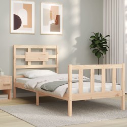vidaXL Massivholzbett mit Kopfteil 90x200 cm