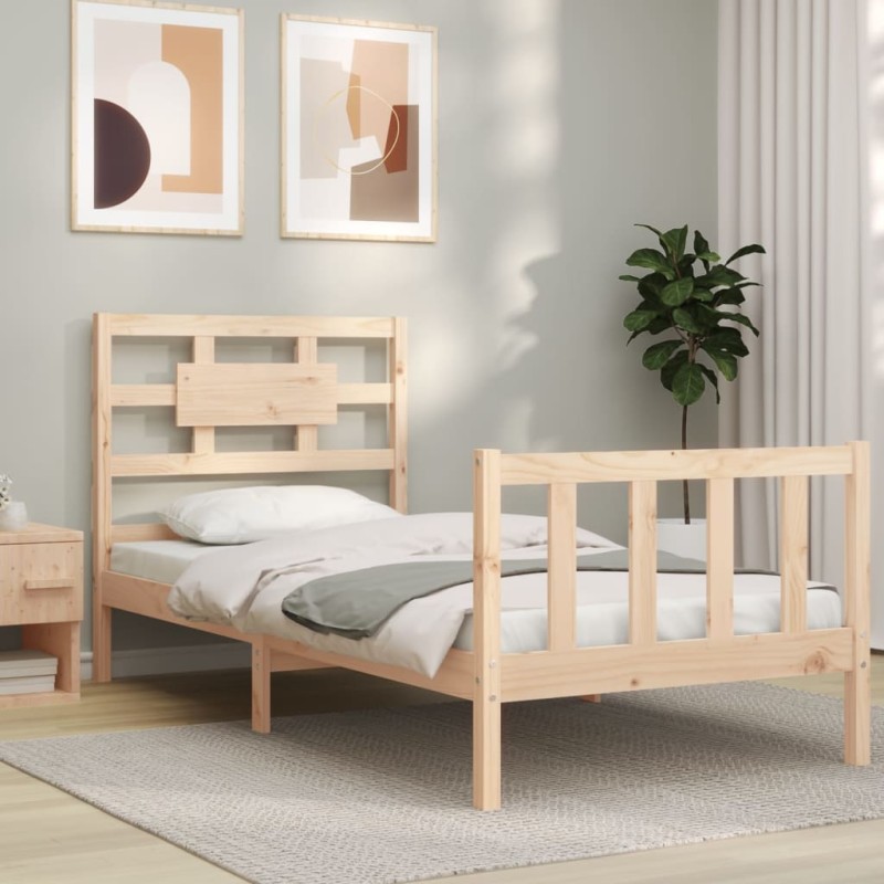 vidaXL Massivholzbett mit Kopfteil 90x200 cm vidaXL Massivholzbett mit Kopfteil 90x200 cm