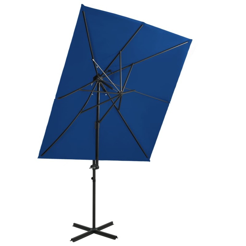 vidaXL Ampelschirm mit Lüftung Azurblau 250x250 cm vidaXL Ampelschirm mit Lüftung Azurblau 250x250 cm