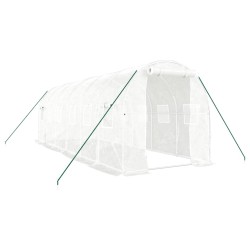 vidaXL Gewächshaus mit Stahlrahmen Weiß 12 m² 6x2x2 m